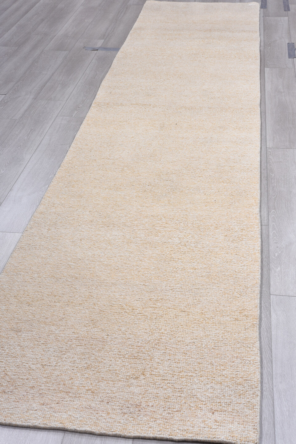 2' x 15' one-of-a-kind handmade vintage Kilim runner rug. Color palette: gainsboro, gray, light gray, linen, off-white