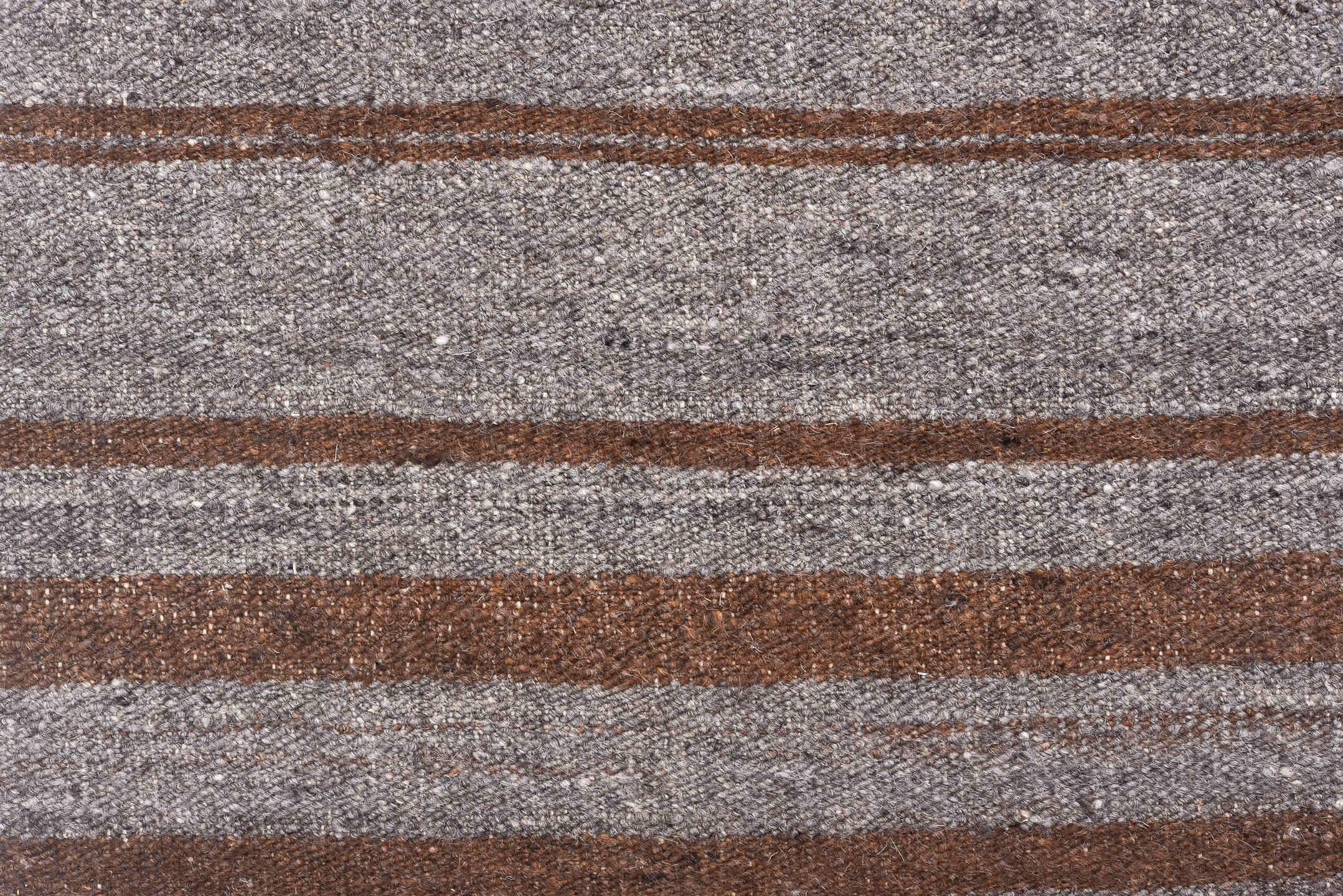 2' x 15' one-of-a-kind handmade vintage Kilim runner rug. Color palette: brown, dark gray, dim gray, gray, light gray