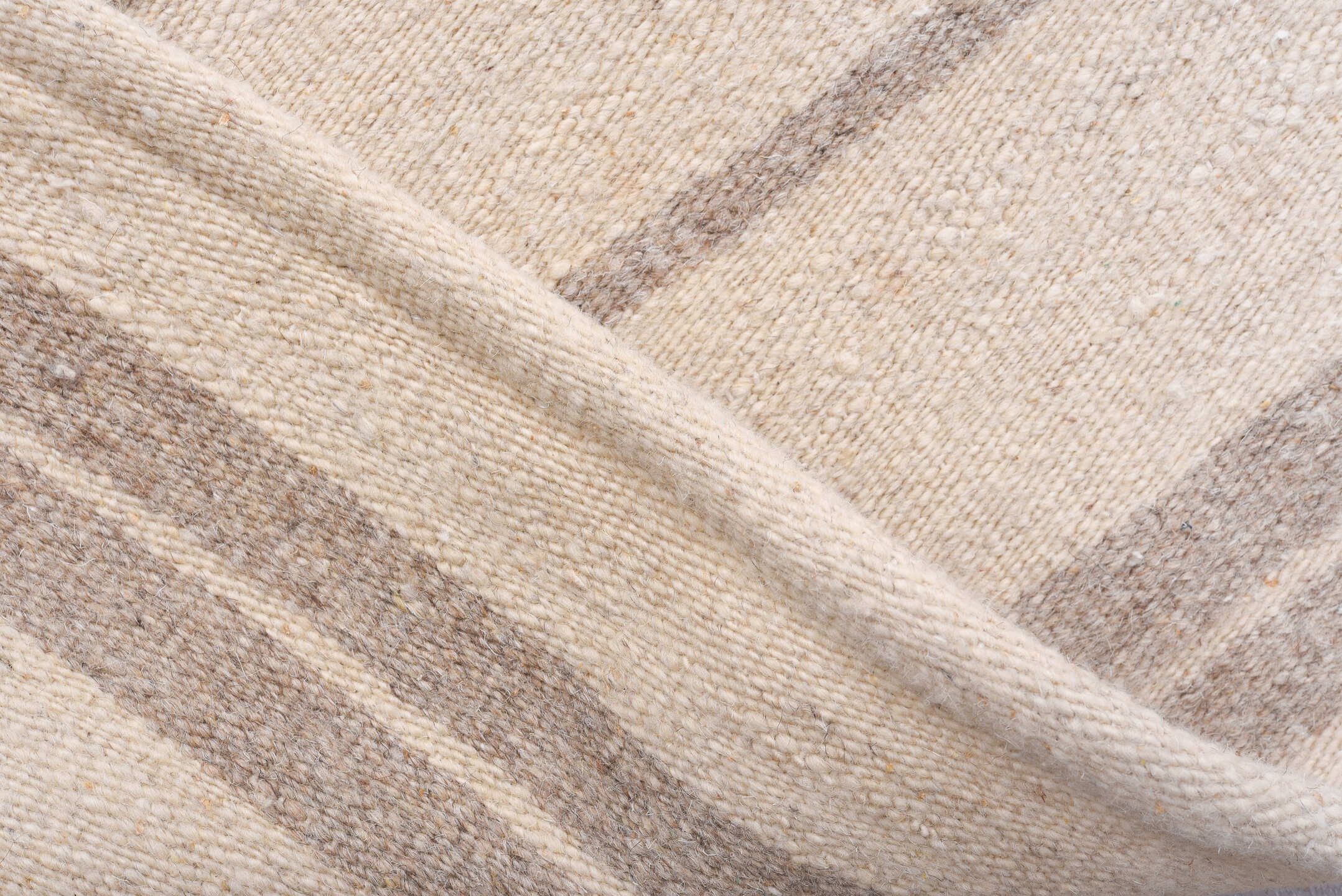 9' x 13' one-of-a-kind handmade vintage Kilim large size rug. Color palette: ivory, taupe, gray, cream, beige