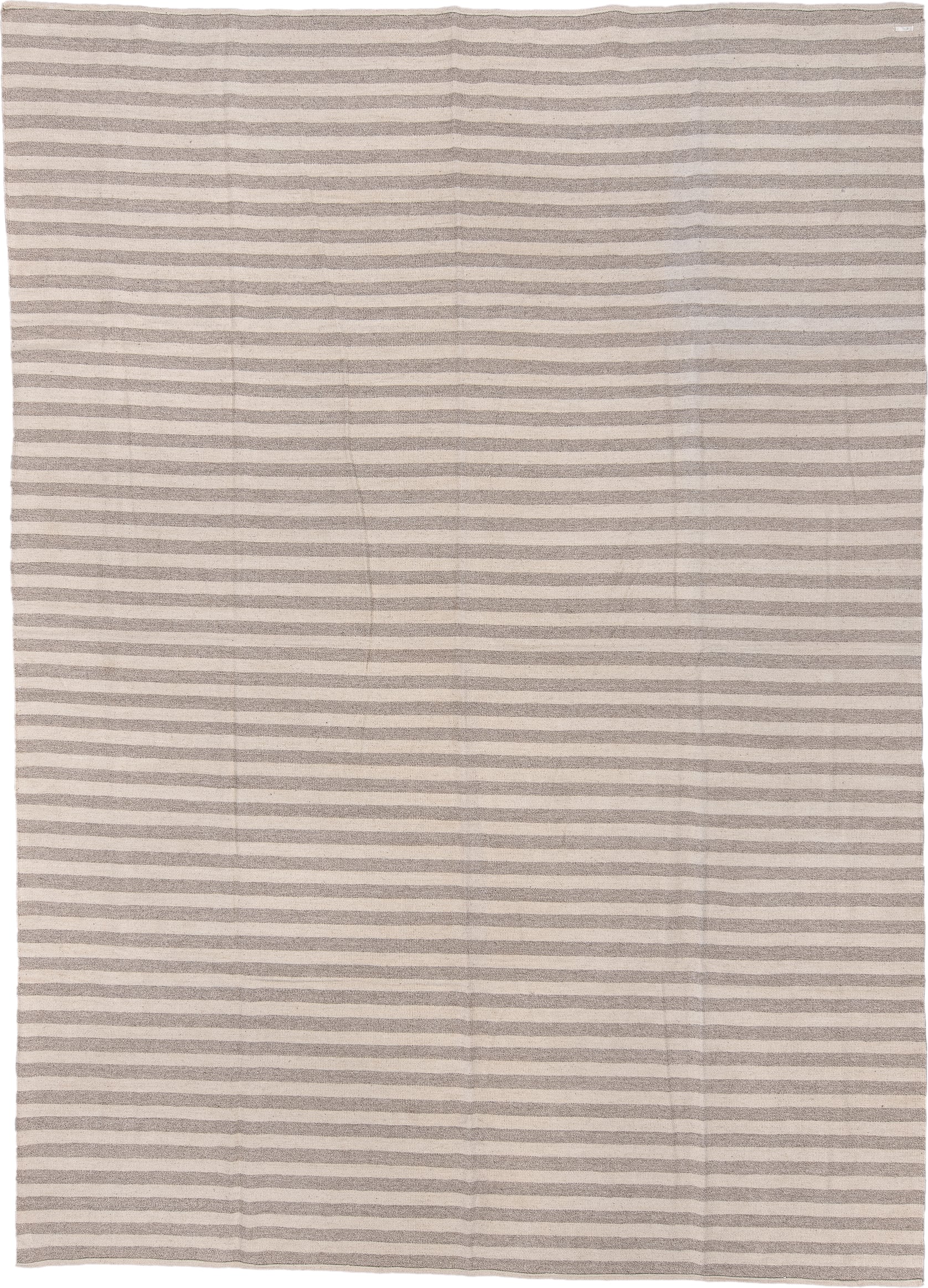 10' x 13' one-of-a-kind handmade vintage Kilim large size rug. Color palette: ivory, taupe, beige, gray