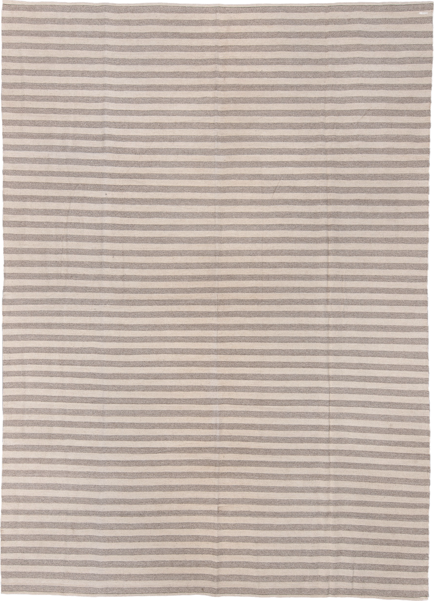 10' x 14' one-of-a-kind handmade vintage Kilim large size rug. Color palette: ivory, taupe, beige, gray