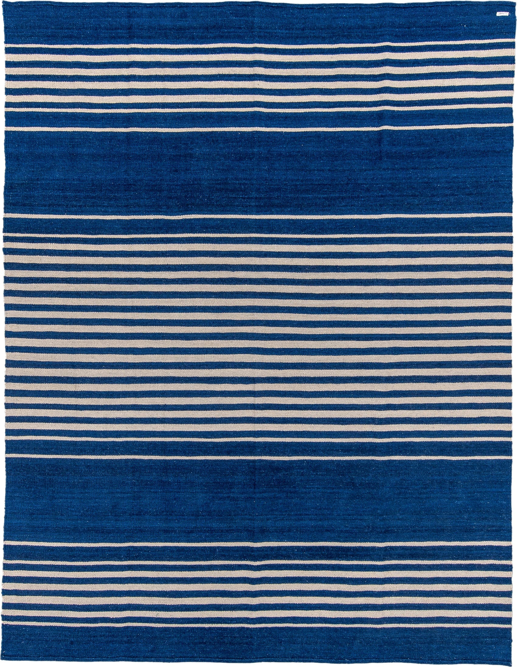 7' x 10' one-of-a-kind handmade vintage Kilim large size rug. Color palette: indigo, ivory, purple