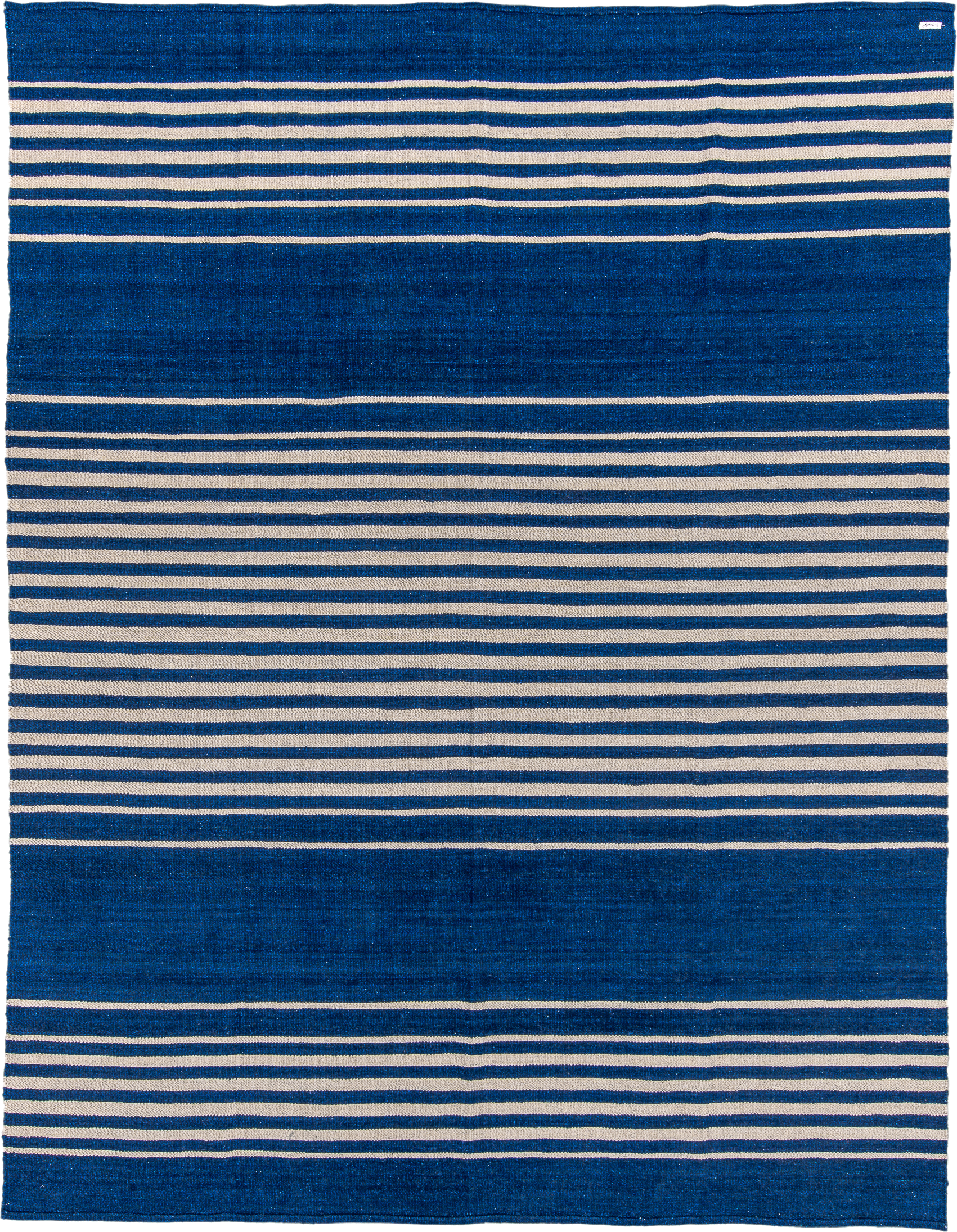 7' x 10' one-of-a-kind handmade vintage Kilim large size rug. Color palette: indigo, ivory, purple