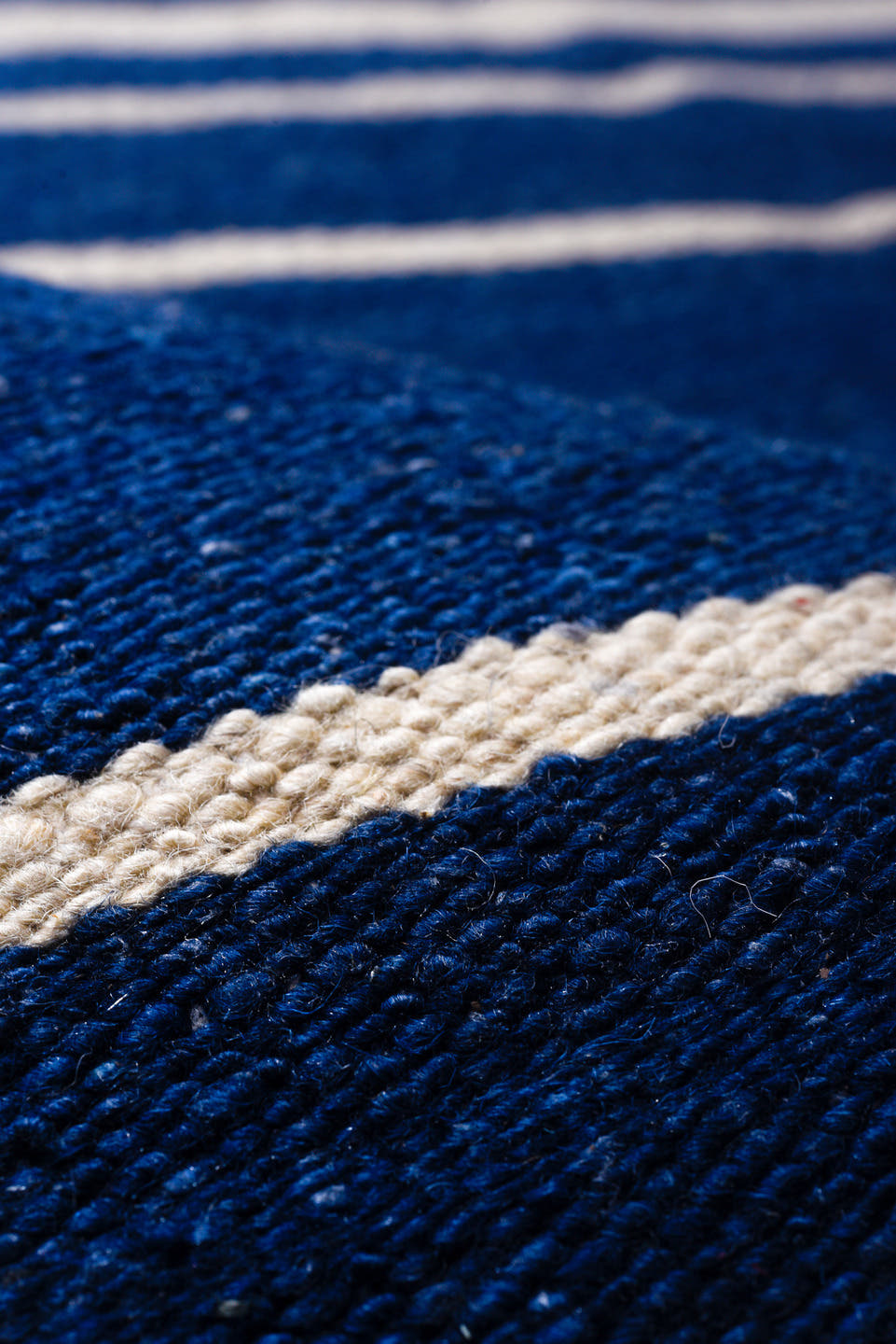 7' x 10' one-of-a-kind handmade vintage Kilim large size rug. Color palette: indigo, ivory, purple
