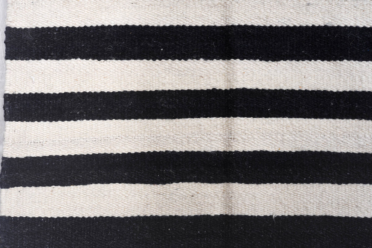 10' x 14' one-of-a-kind handmade vintage Kilim large size rug. Color palette: ivory, charcoal, gray, black
