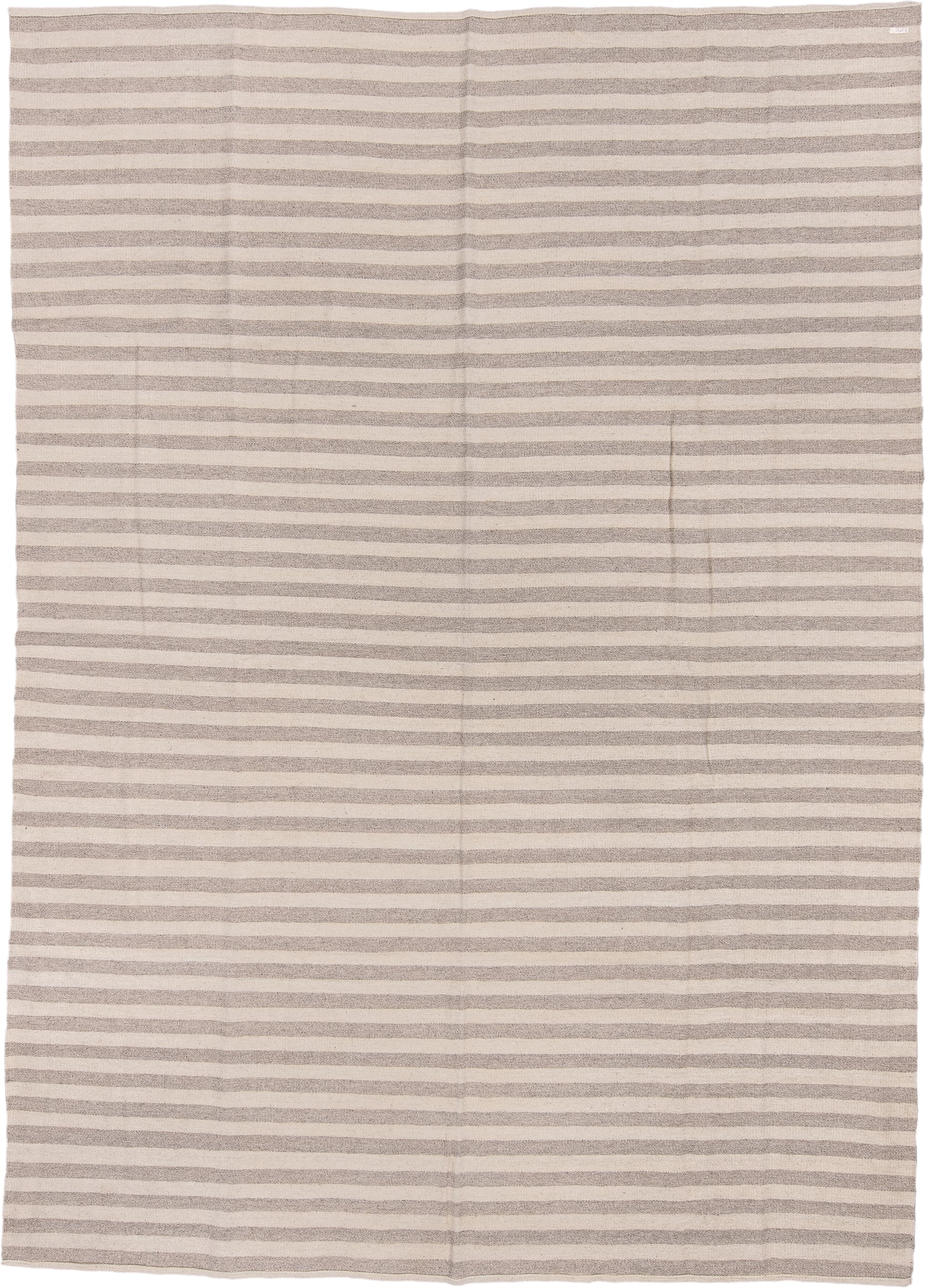 8' x 12' one-of-a-kind handmade vintage Kilim large size rug. Color palette: ivory, taupe, beige, light gray, gray