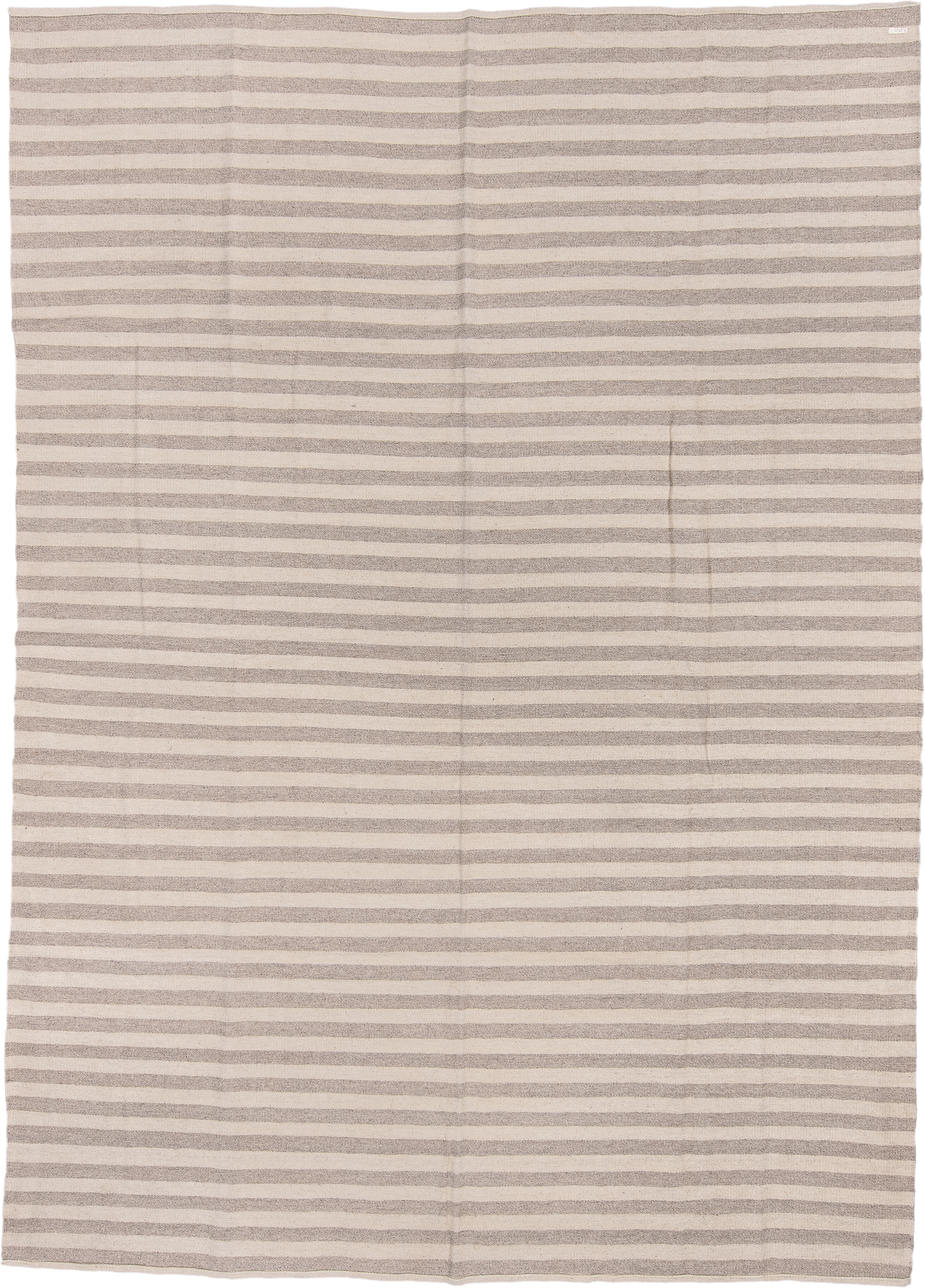 8' x 12' one-of-a-kind handmade vintage Kilim large size rug. Color palette: ivory, taupe, beige, light gray, gray