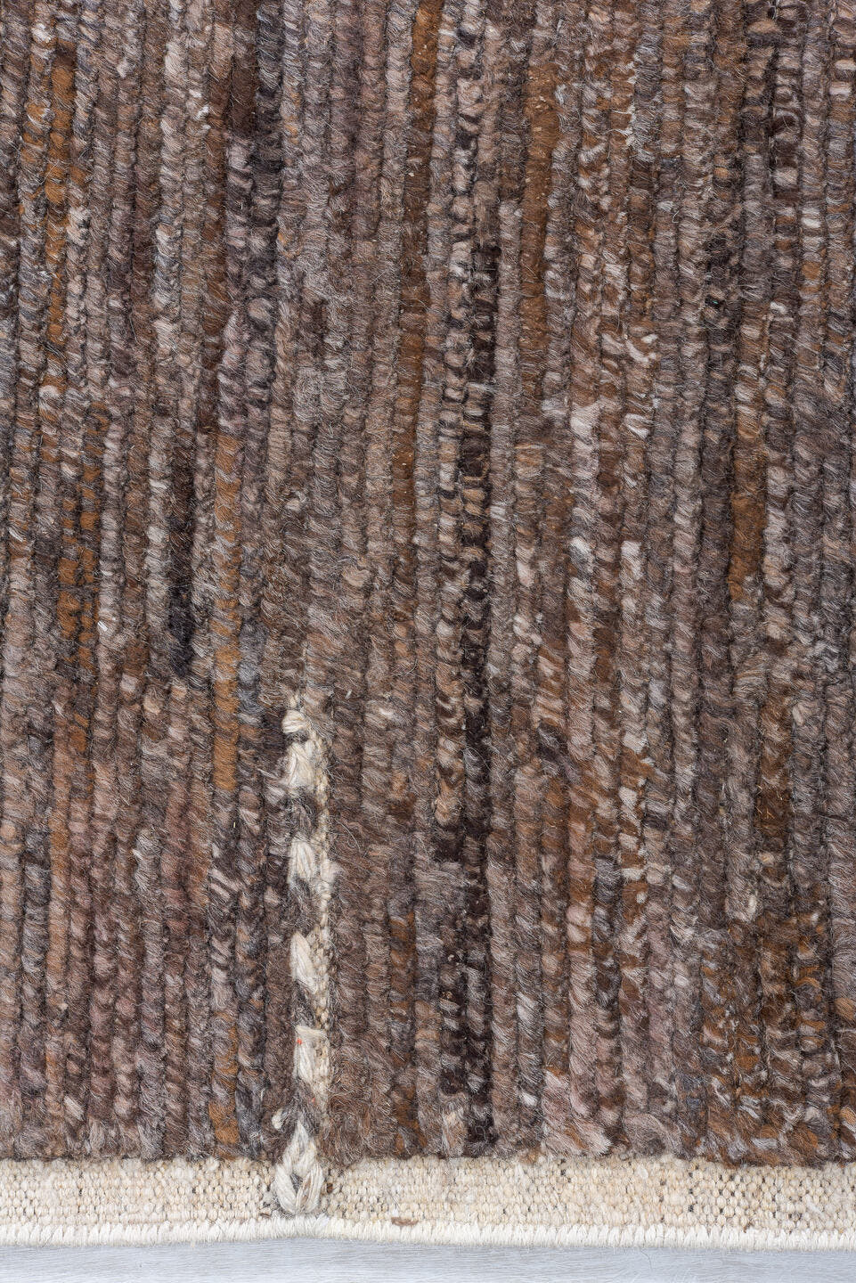 10' x 12' one-of-a-kind handmade vintage Tulu large size rug. Color palette: brown, taupe, ivory, charcoal, camel, beige