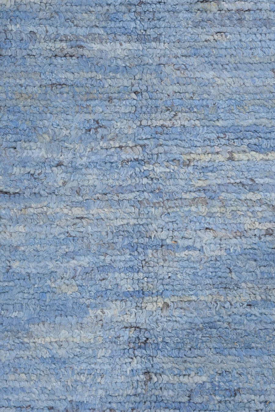 9' x 11' one-of-a-kind handmade vintage Tulu large size rug. Color palette: sky blue, slate, charcoal, ivory, light blue