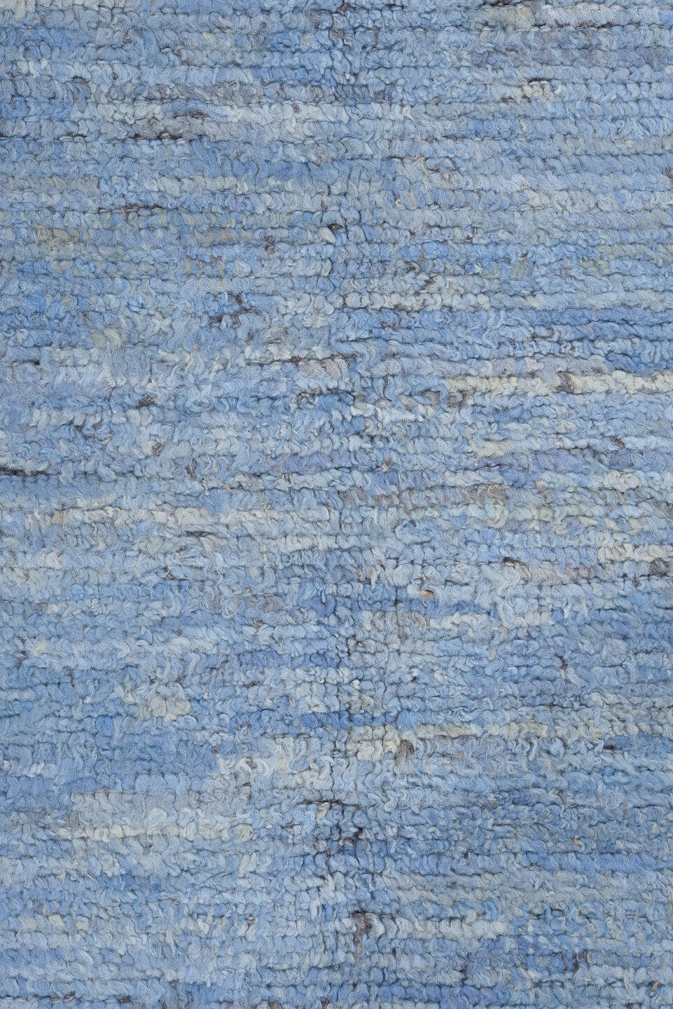 9' x 11' one-of-a-kind handmade vintage Tulu large size rug. Color palette: sky blue, slate, charcoal, ivory, light blue