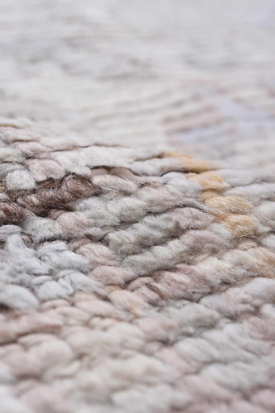 9' x 12' one-of-a-kind handmade vintage Tulu large size rug. Color palette: ivory, taupe, pale_gold, soft_gray, beige, camel