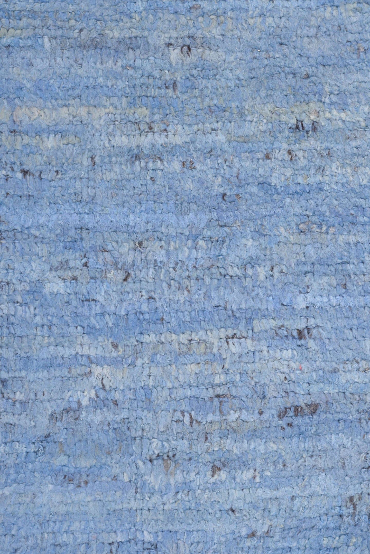 8' x 9' one-of-a-kind handmade vintage Tulu rug. Color palette: sky blue, taupe, ivory, slate, charcoal, light blue, beige