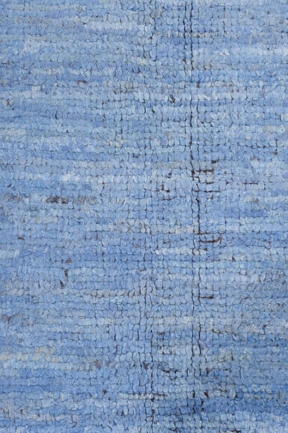 10' x 13' one-of-a-kind handmade vintage Tulu large size rug. Color palette: sky blue, brown, taupe, ivory, light blue