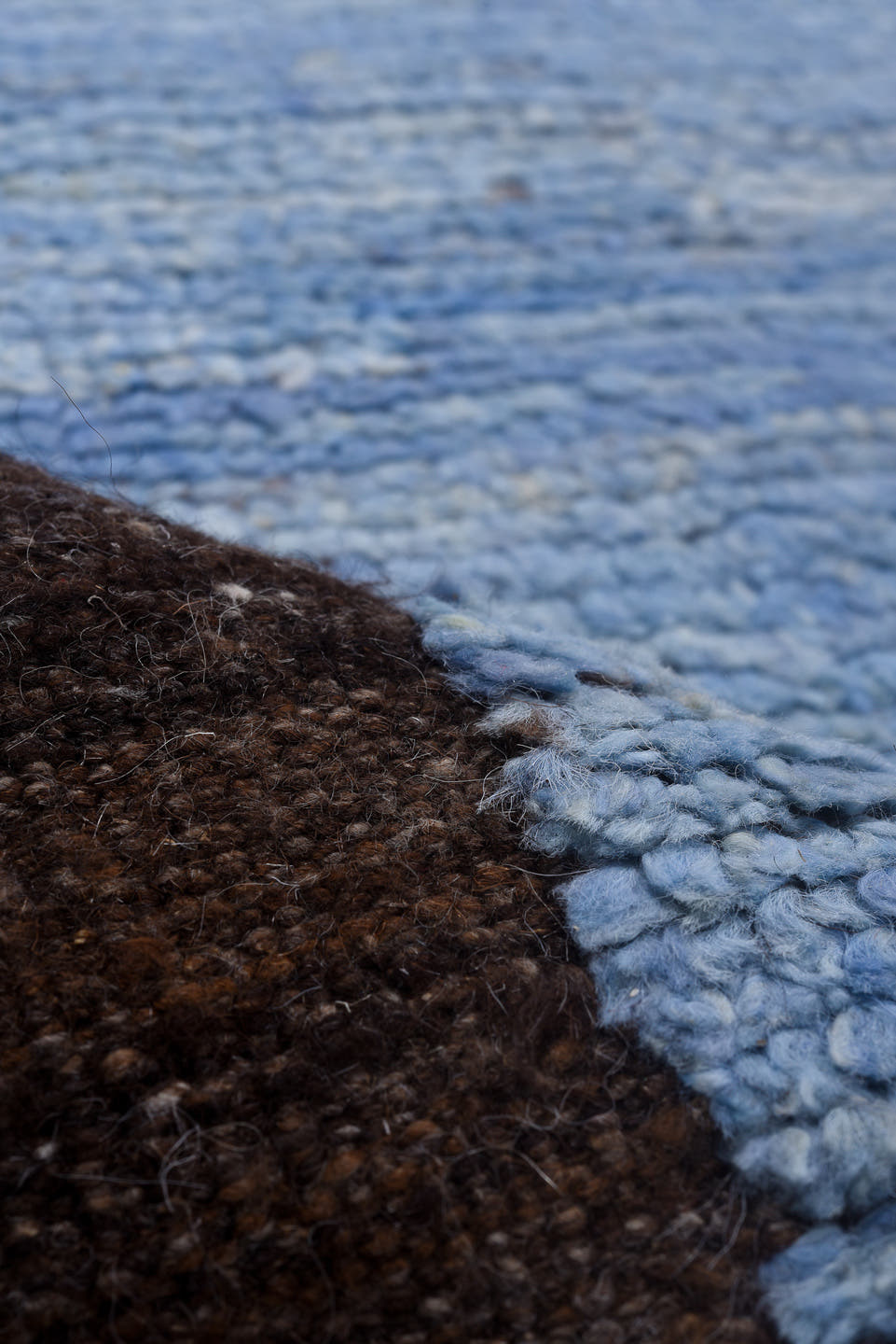 8' x 10' one-of-a-kind handmade vintage Tulu large size rug. Color palette: light blue, brown, taupe, ivory, beige, gray