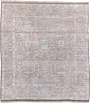 8' x 9' one-of-a-kind handmade vintage Tulu rug. Color palette: taupe, ivory, blush, pale blue, beige, brown, gray, pink