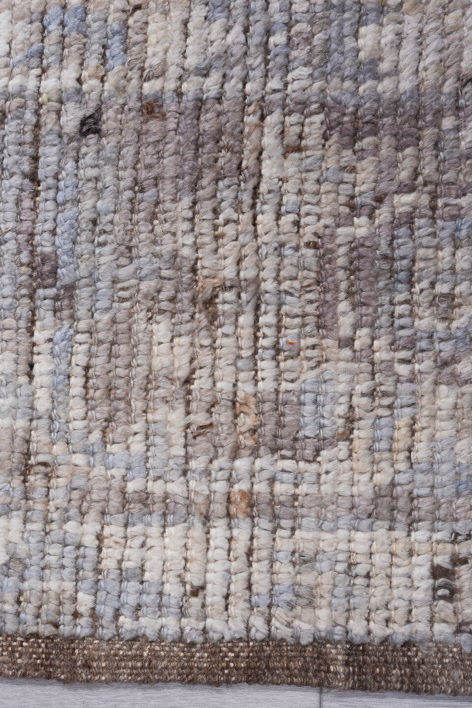 8' x 9' one-of-a-kind handmade vintage Tulu rug. Color palette: taupe, ivory, blush, pale blue, beige, brown, gray, pink
