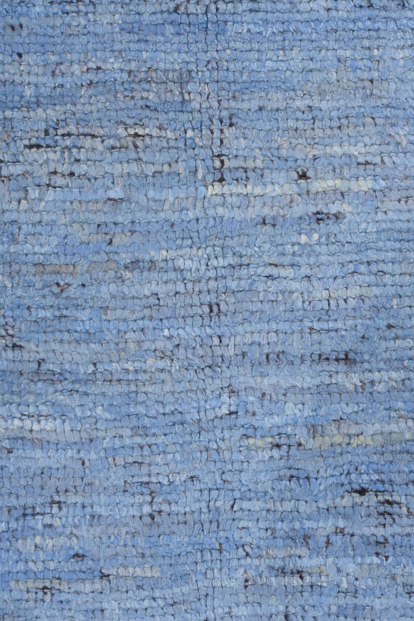 9' x 11' one-of-a-kind handmade vintage Tulu large size rug. Color palette: sky blue, brown, ivory, slate, light blue, gray