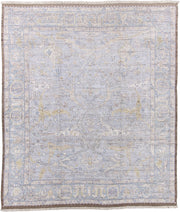 8' x 10' one-of-a-kind handmade vintage Tulu large size rug. Color palette: pale blue, ivory, taupe, muted gold, beige