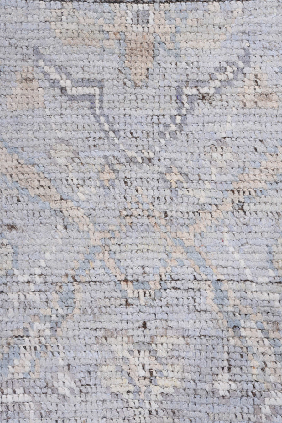8' x 10' one-of-a-kind handmade vintage Tulu large size rug. Color palette: pale blue, ivory, taupe, muted gold, beige