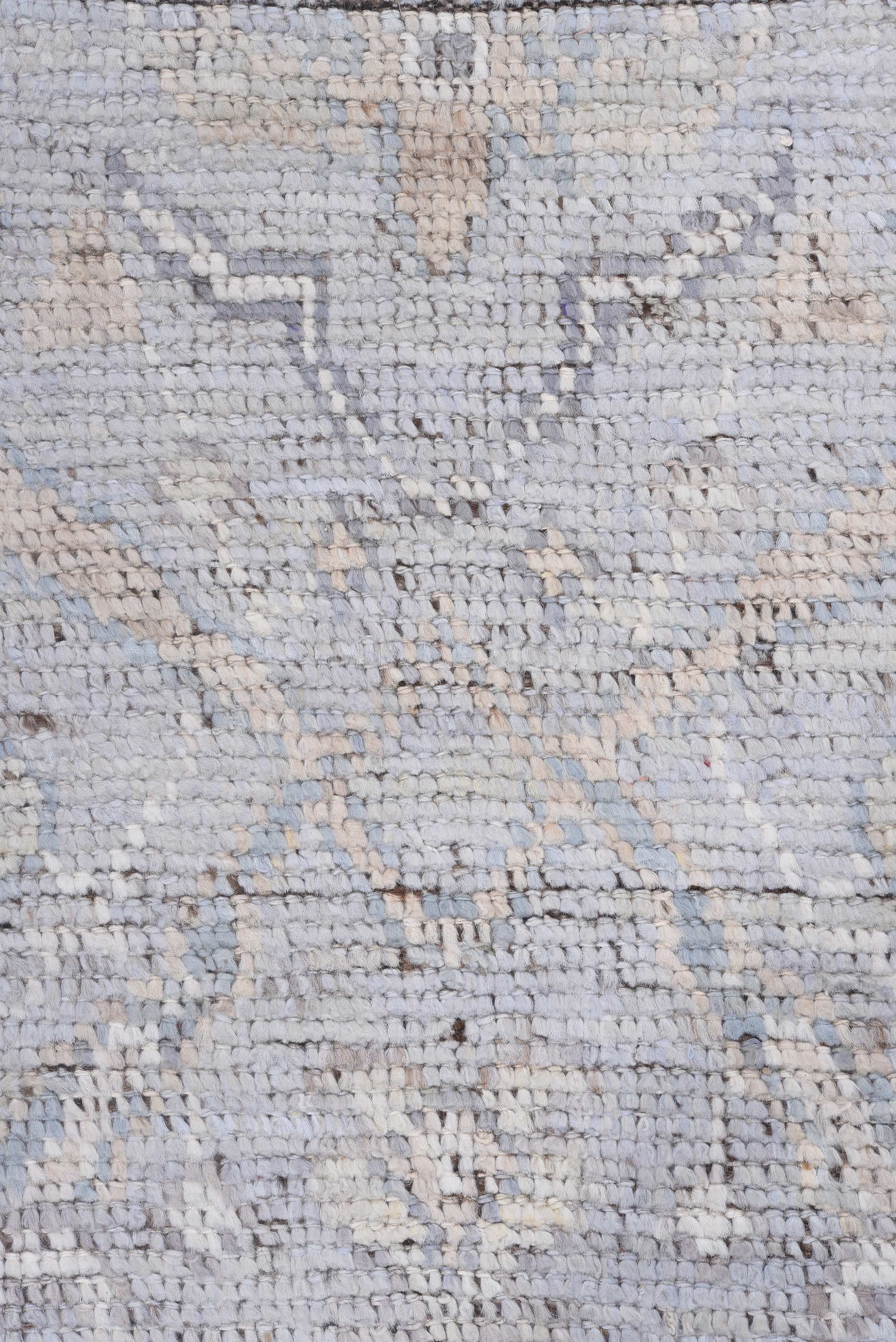 8' x 10' one-of-a-kind handmade vintage Tulu large size rug. Color palette: pale blue, ivory, taupe, muted gold, beige