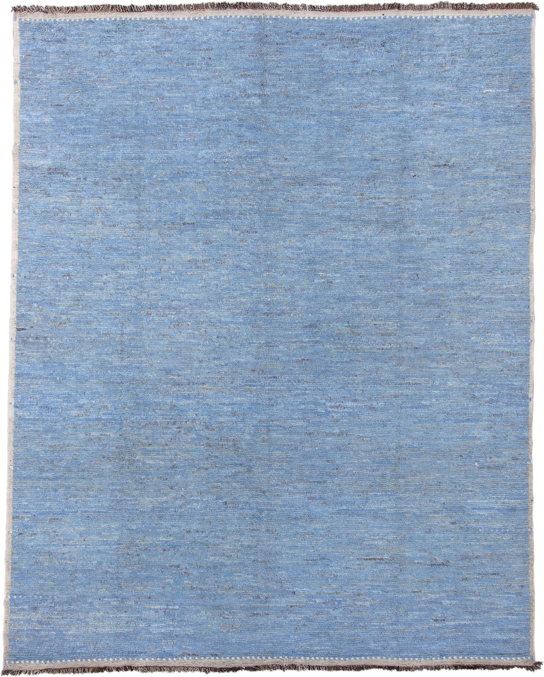 10' x 12' one-of-a-kind handmade vintage Tulu large size rug. Color palette: sky blue, ivory, slate, taupe, charcoal