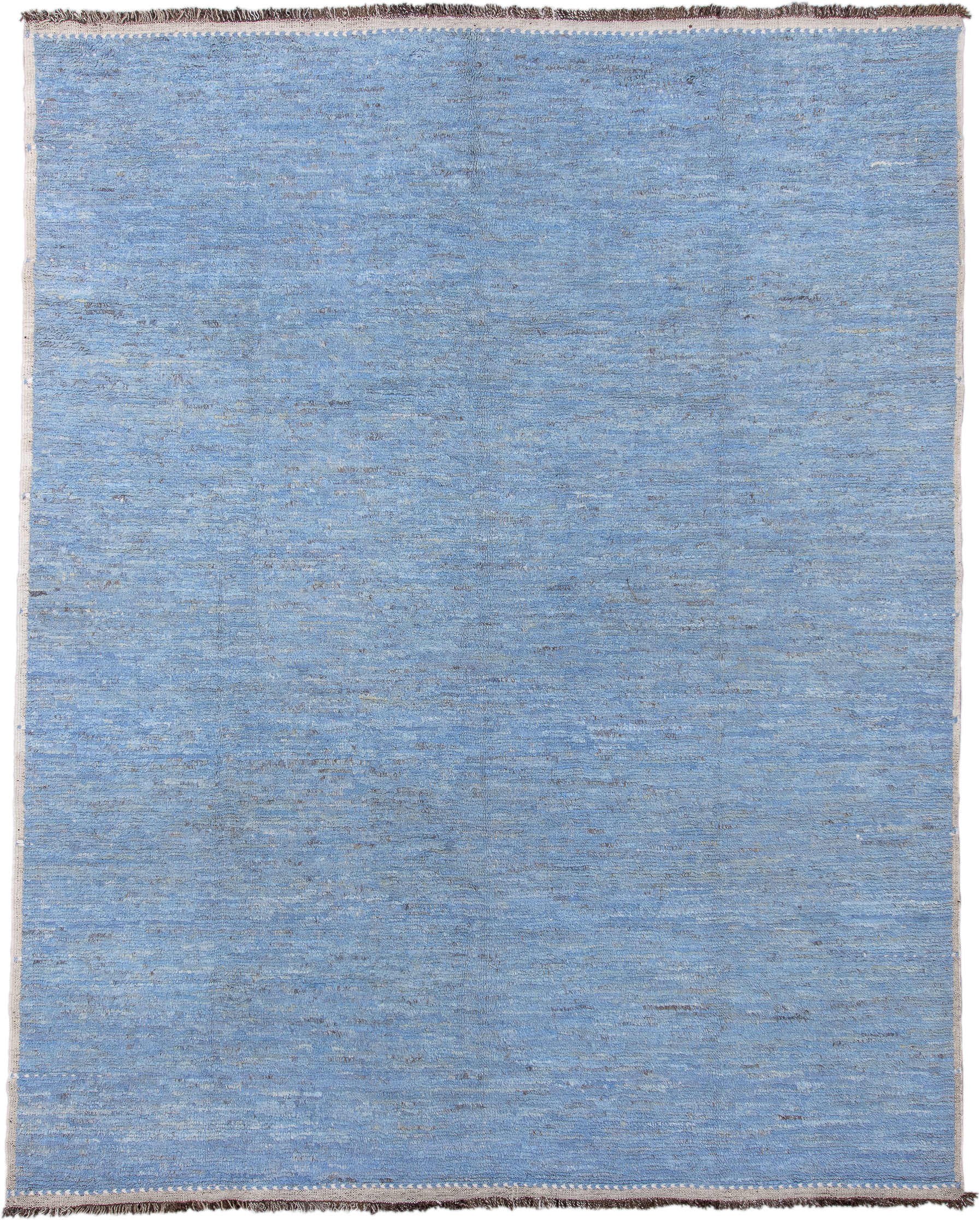 10' x 12' one-of-a-kind handmade vintage Tulu large size rug. Color palette: sky blue, ivory, slate, taupe, charcoal