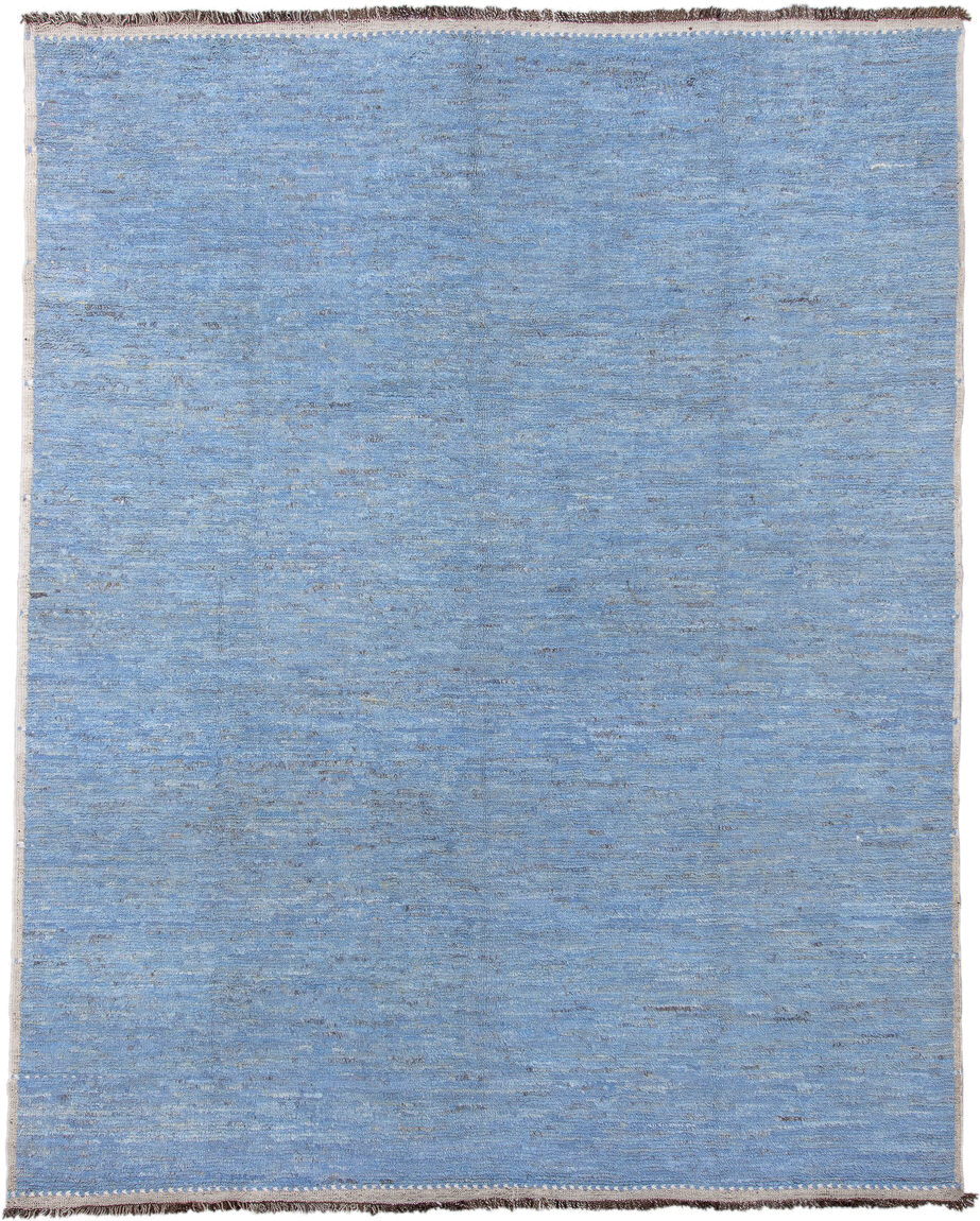 10' x 12' one-of-a-kind handmade vintage Tulu large size rug. Color palette: sky blue, ivory, slate, taupe, charcoal