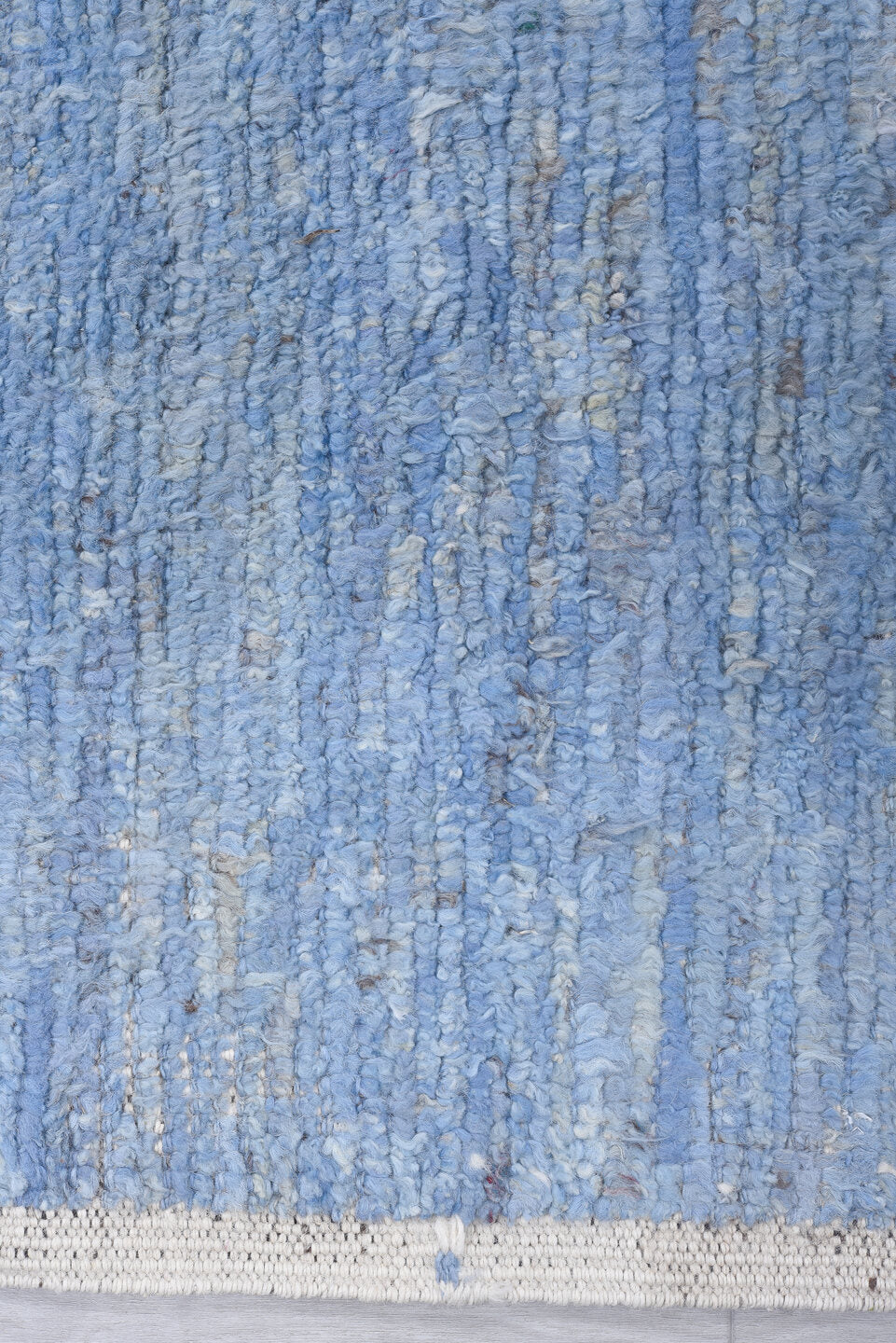 10' x 12' one-of-a-kind handmade vintage Tulu large size rug. Color palette: blue, fiord, gray, light blue, light gray