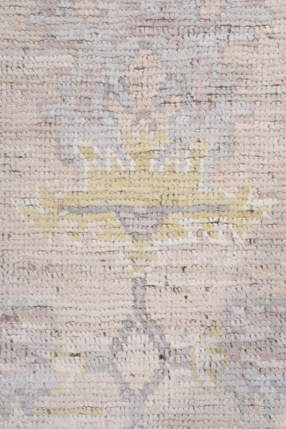8' x 9' one-of-a-kind handmade vintage Tulu rug. Color palette: ivory, taupe, blush, sage, soft_gold, gray, beige, pink