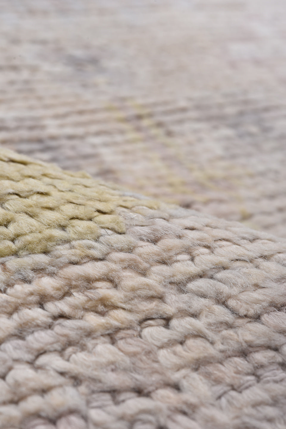 8' x 9' one-of-a-kind handmade vintage Tulu rug. Color palette: ivory, taupe, blush, sage, soft_gold, gray, beige, pink