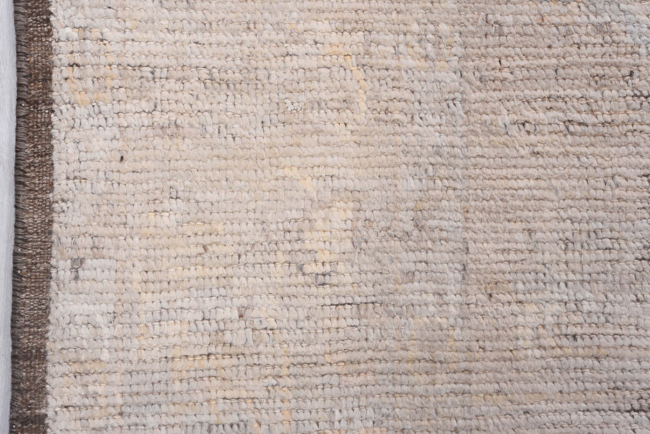 8' x 10' one-of-a-kind handmade vintage Tulu large size rug. Color palette: ivory, taupe, brown, camel, gray, beige