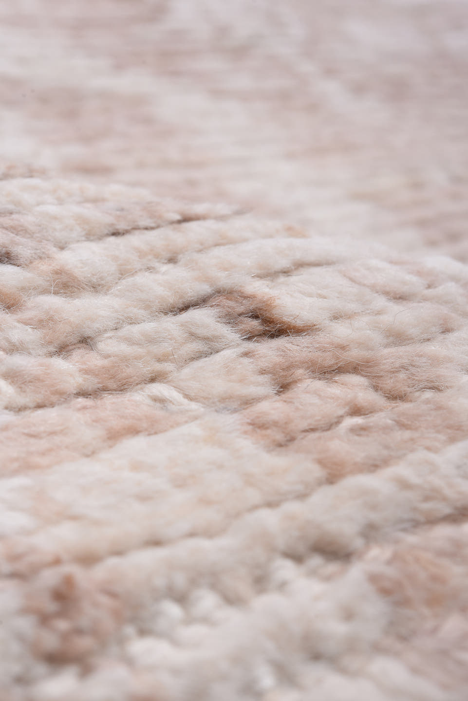 13' x 14' one-of-a-kind handmade vintage Tulu oversize rug. Color palette: blush, beige, ivory, taupe, sand, pink, gray