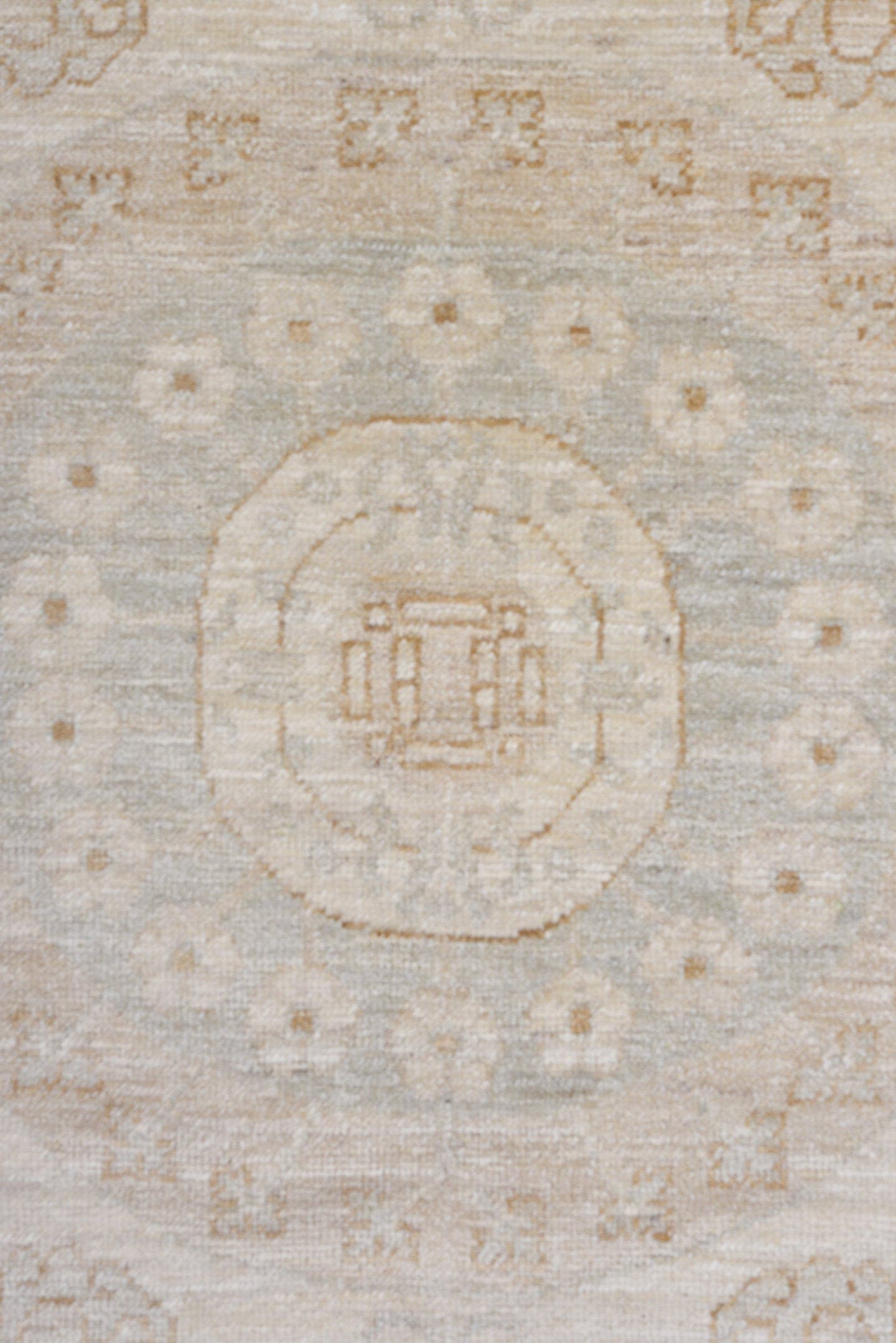 8' x 11' one-of-a-kind handmade vintage Khotan large size rug. Color palette: ivory, cream, beige, taupe, camel, pale gold