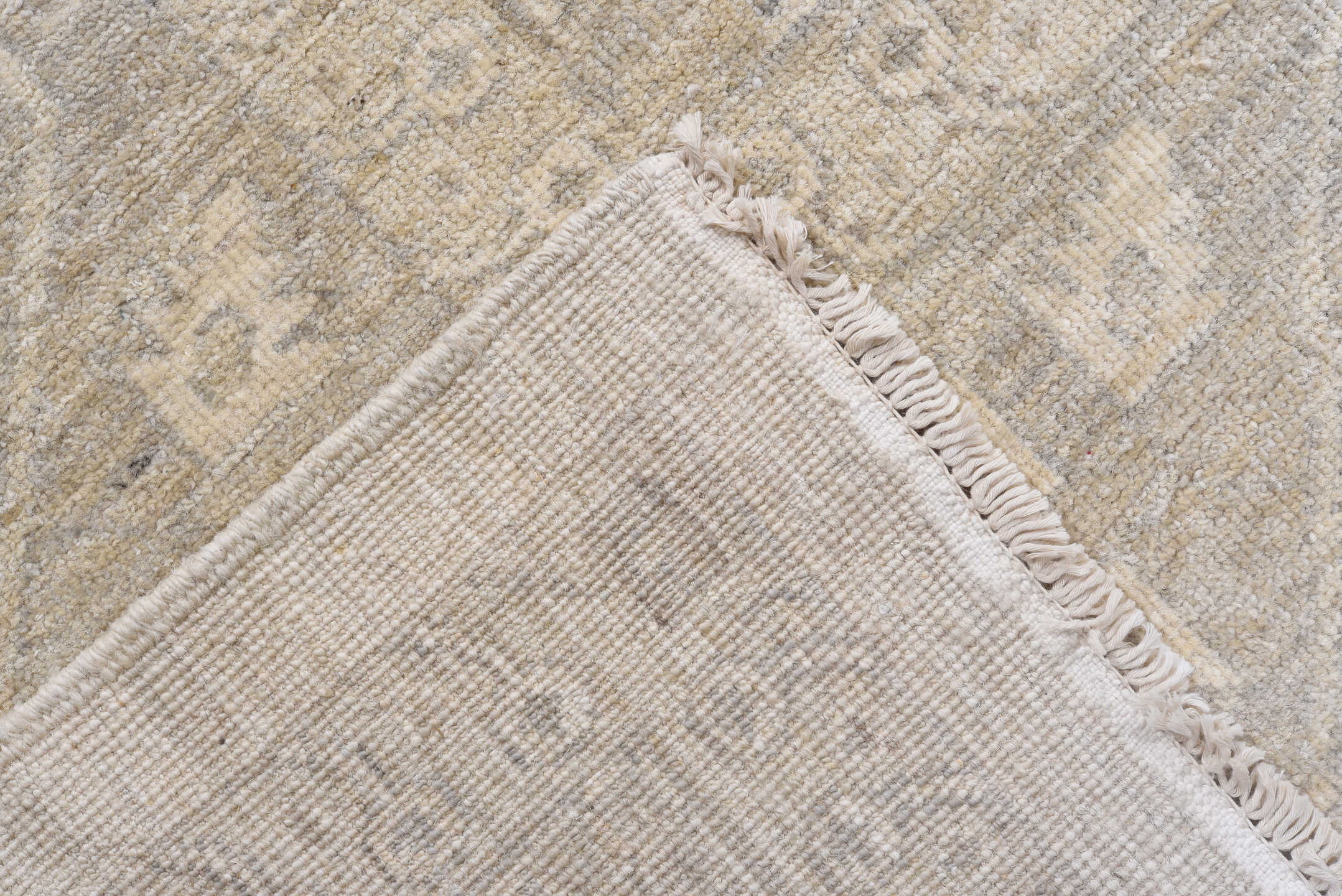 9' x 12' one-of-a-kind handmade vintage Khotan large size rug. Color palette: ivory, beige, taupe, sand, greige, gray