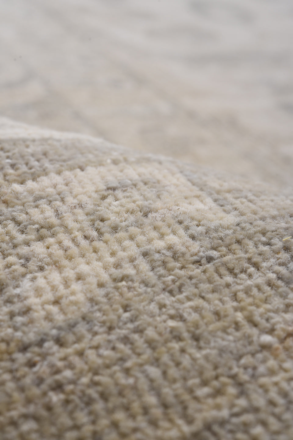 9' x 12' one-of-a-kind handmade vintage Khotan large size rug. Color palette: ivory, beige, taupe, sand, greige, gray