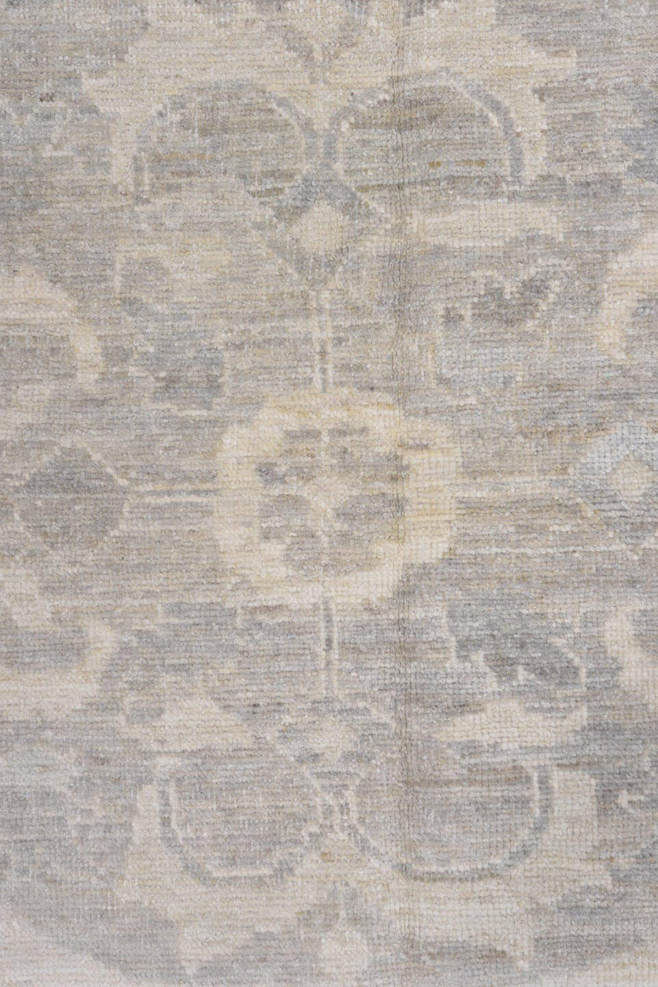 13' x 17' one-of-a-kind handmade vintage Khotan oversize rug. Color palette: ivory, pale gray, taupe, cream, beige