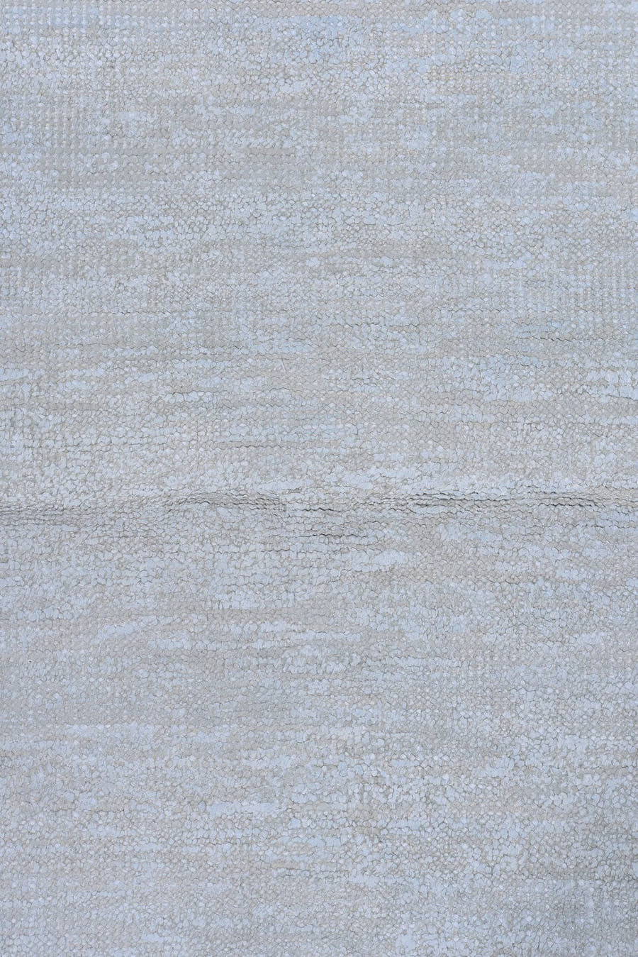 10' x 13' one-of-a-kind handmade vintage Sari Silk large size rug. Color palette: pale blue, silver, ivory, light blue, gray