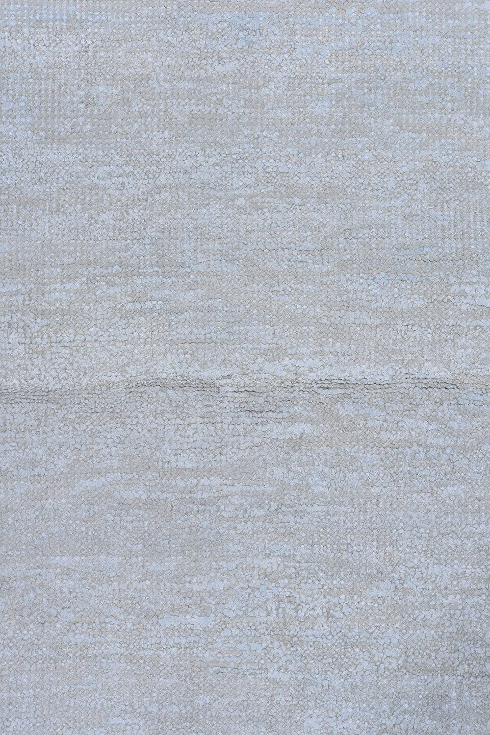 10' x 13' one-of-a-kind handmade vintage Sari Silk large size rug. Color palette: pale blue, silver, ivory, light blue, gray