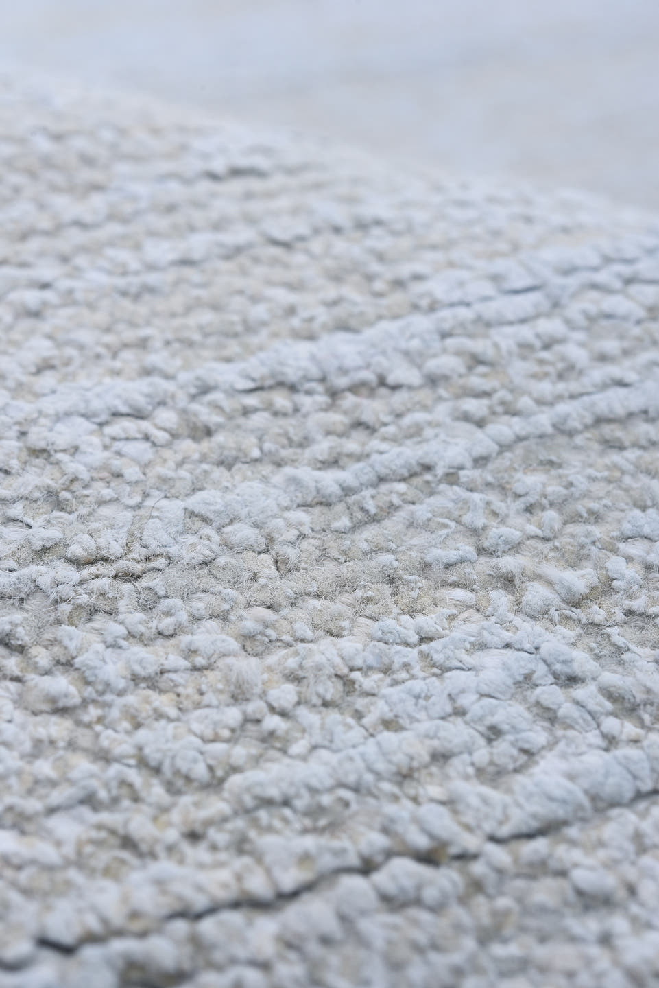 10' x 13' one-of-a-kind handmade vintage Sari Silk large size rug. Color palette: pale blue, silver, ivory, light blue, gray