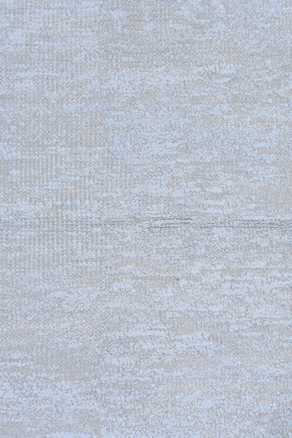 8' x 11' one-of-a-kind handmade vintage Sari Silk large size rug. Color palette: ice blue, silver, pale gray, ivory