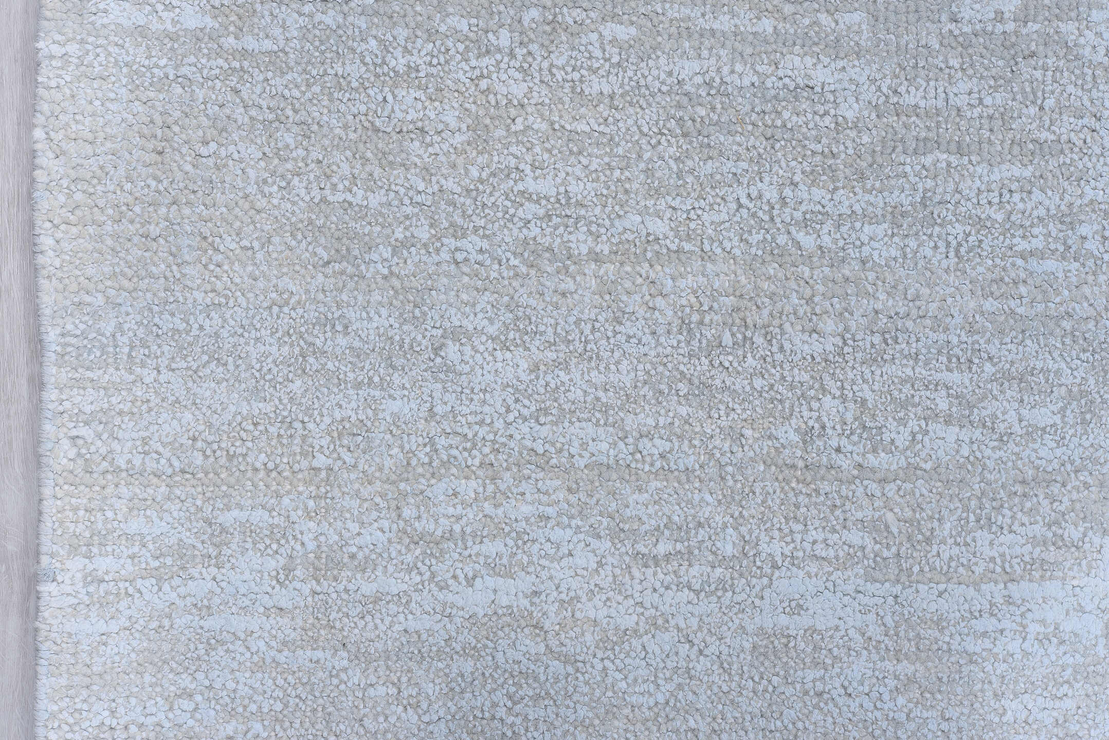 11' x 14' one-of-a-kind handmade vintage Sari Silk oversize rug. Color palette: pale blue, silver, ice blue, light blue