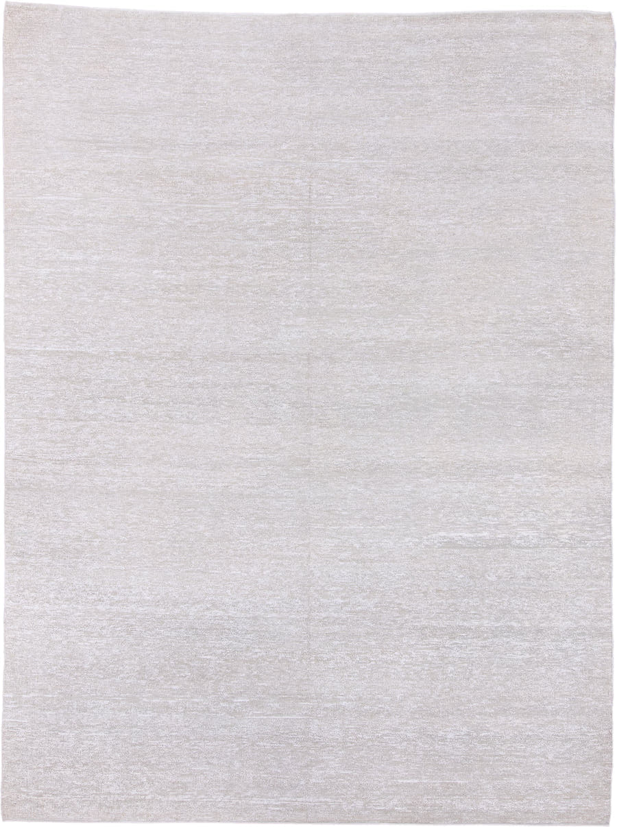 8' x 11' one-of-a-kind handmade vintage Sari Silk large size rug. Color palette: ivory, cream, taupe, beige, gray