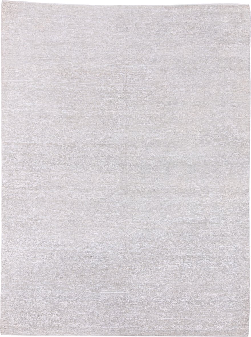 8' x 11' one-of-a-kind handmade vintage Sari Silk large size rug. Color palette: ivory, cream, taupe, beige, gray