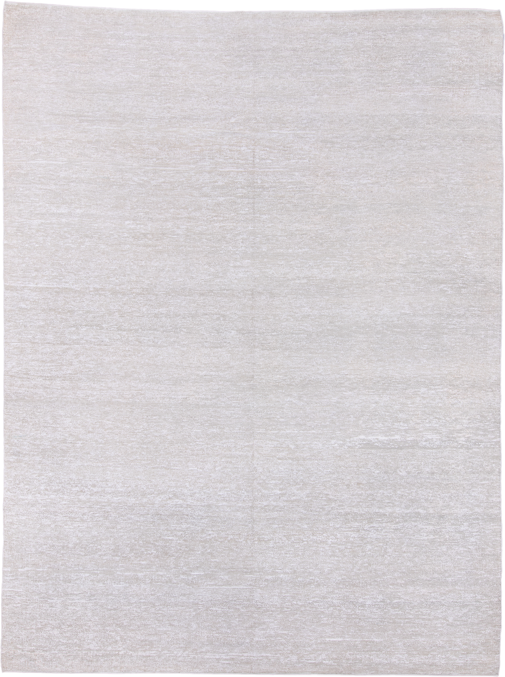 8' x 11' one-of-a-kind handmade vintage Sari Silk large size rug. Color palette: ivory, cream, taupe, beige, gray