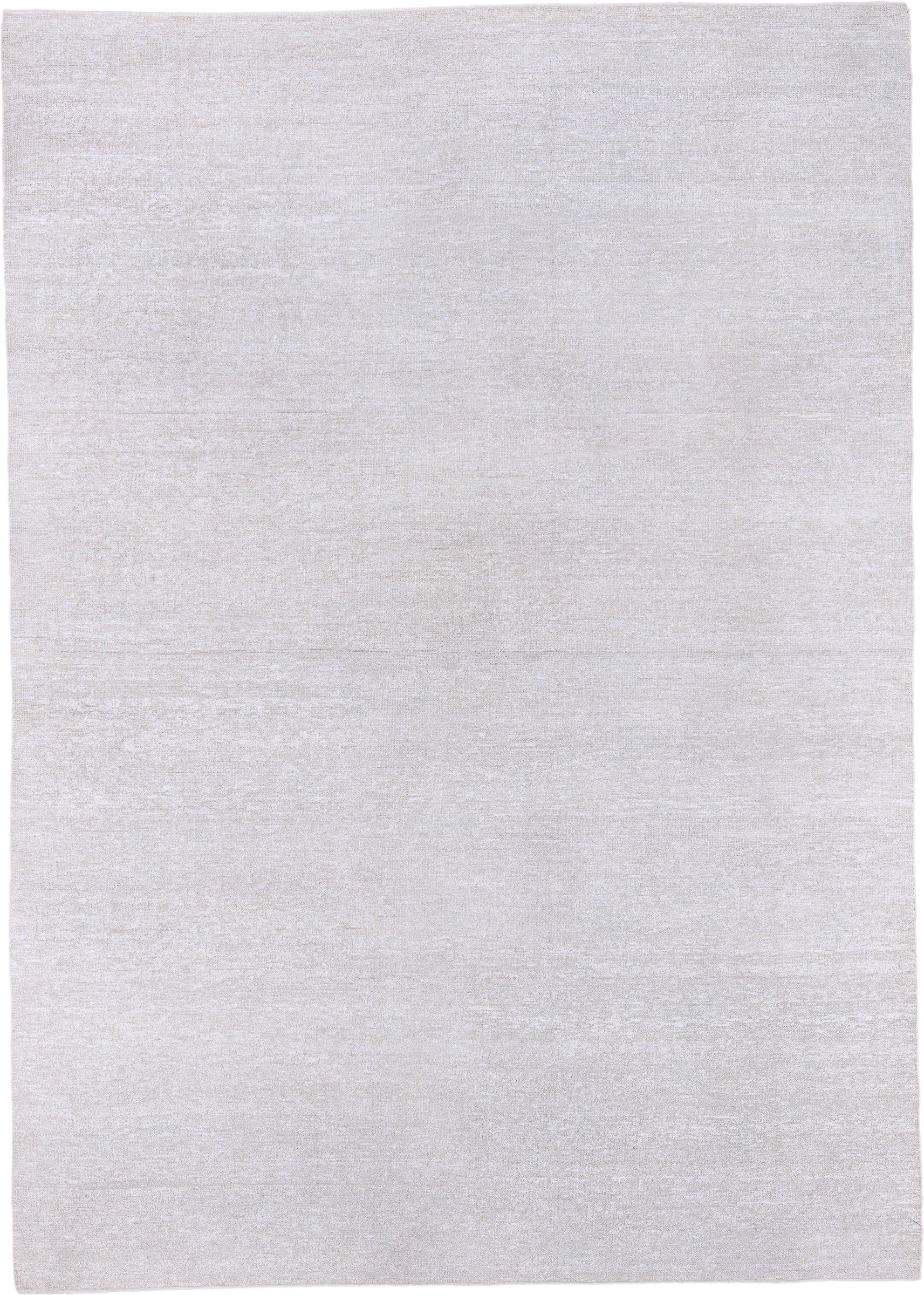 9' x 13' one-of-a-kind handmade vintage Sari Silk large size rug. Color palette: ivory, cream, taupe, beige, gray
