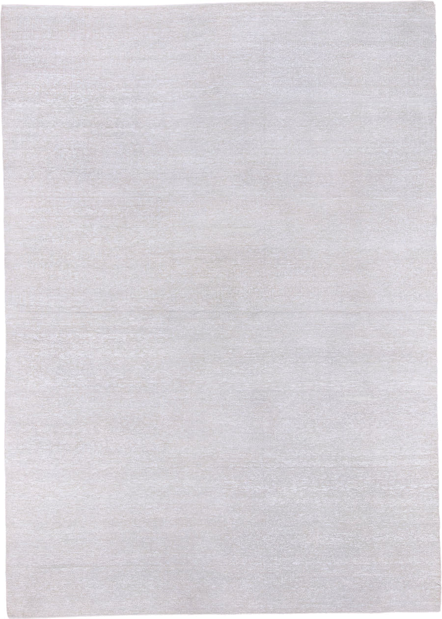 9' x 13' one-of-a-kind handmade vintage Sari Silk large size rug. Color palette: ivory, cream, taupe, beige, gray