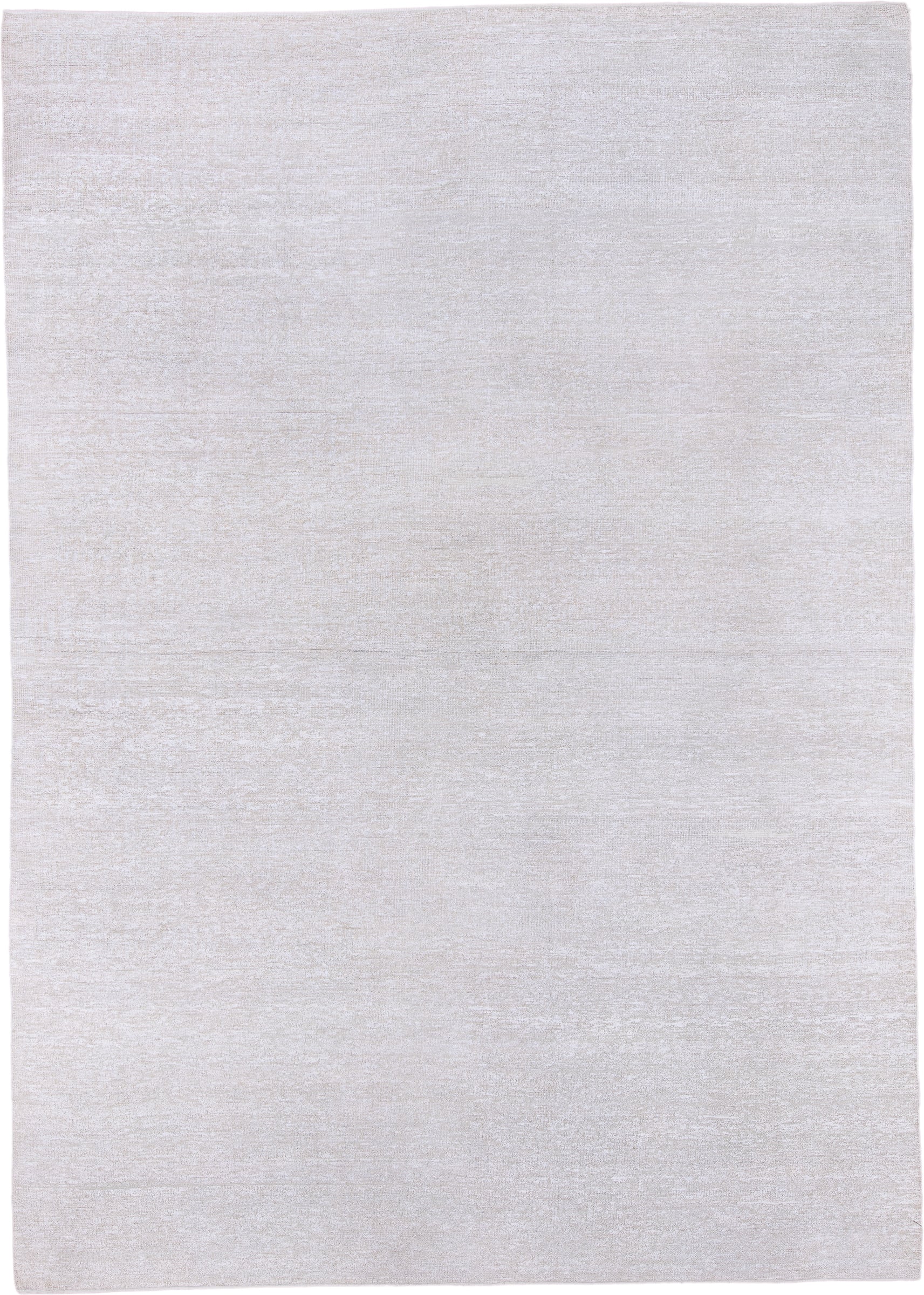 9' x 13' one-of-a-kind handmade vintage Sari Silk large size rug. Color palette: ivory, cream, taupe, beige, gray