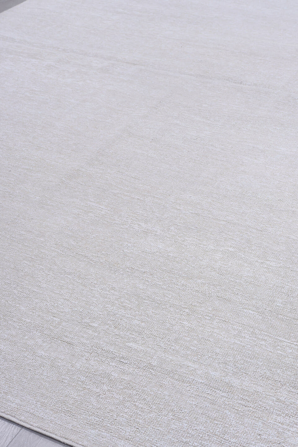 9' x 13' one-of-a-kind handmade vintage Sari Silk large size rug. Color palette: ivory, cream, taupe, beige, gray