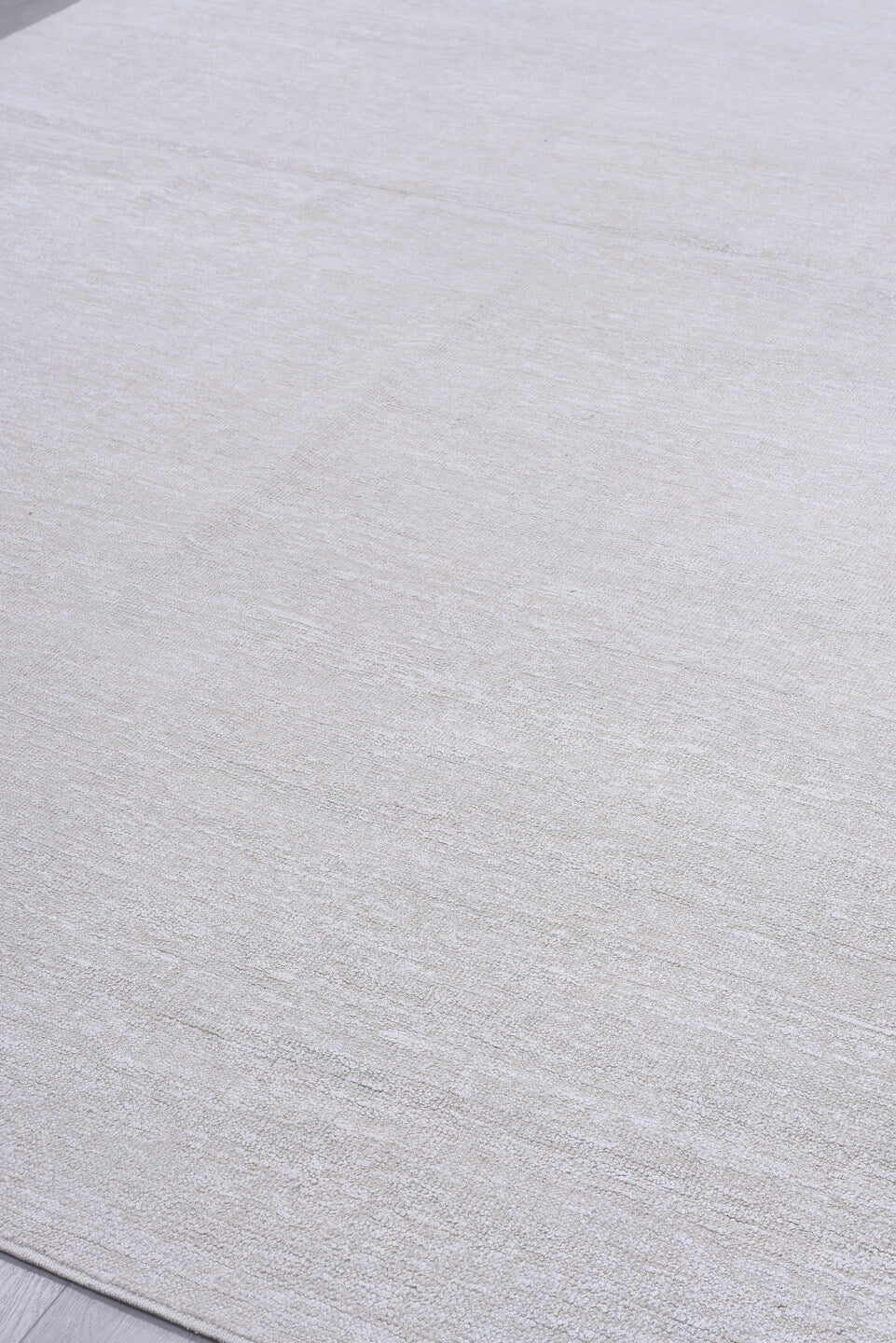 9' x 13' one-of-a-kind handmade vintage Sari Silk large size rug. Color palette: ivory, cream, taupe, beige, gray