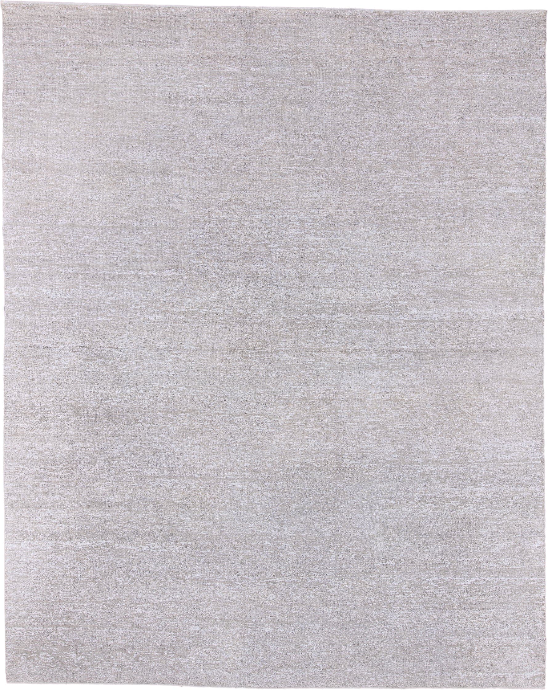 11' x 15' one-of-a-kind handmade vintage Sari Silk oversize rug. Color palette: ivory, cream, taupe, pearl, beige, gray